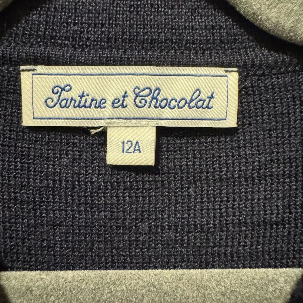 Tartine et Chocolat Navy Cardigan with White Trim